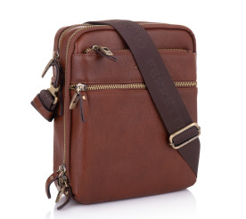 Мужская кожаная сумка Giorgio Ferretti (Италия) коричневая GF201850173brown