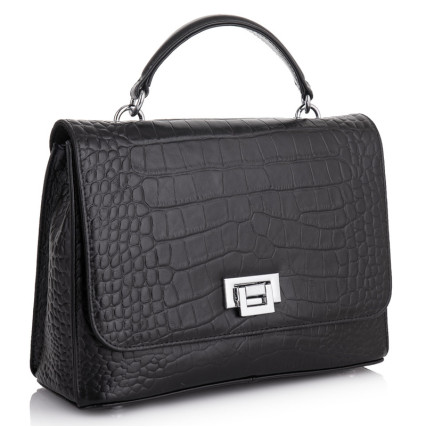 Кожаная черная сумка на плечо Giorgio Ferretti (Италия) GF2019132Ablack2 – Фото 1