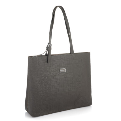 Кожаный женский шоппер Giorgio Ferretti (Италия) серый GF2019705Cgrey – Фото 1