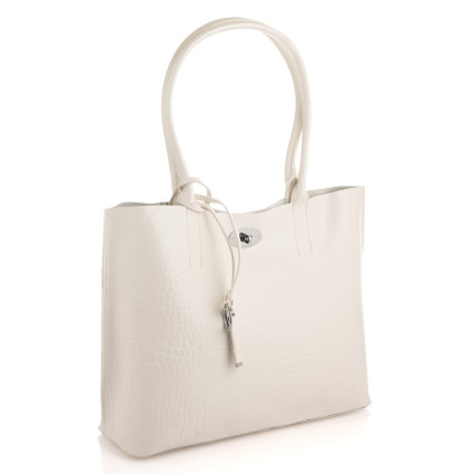 Кожаный женский белый шоппер Giorgio Ferretti (Италия) GF2019981Awhite – Фото 1