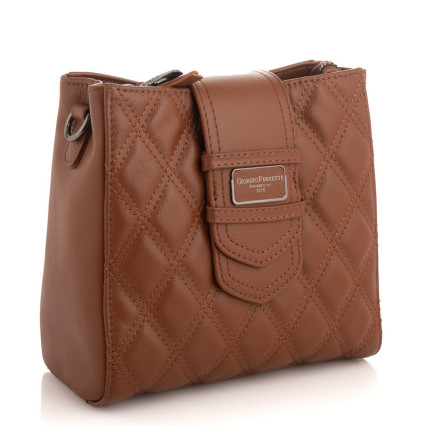 Кожаная сумка на плечо Giorgio Ferretti (Италия) коричневая GF2020707Albrown – Фото 1