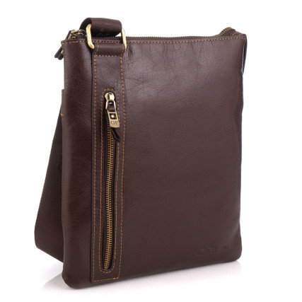 Мужская кожаная сумка через плечо Giorgio Ferretti (Италия) коричневая GF3475Cbrown – Фото 1