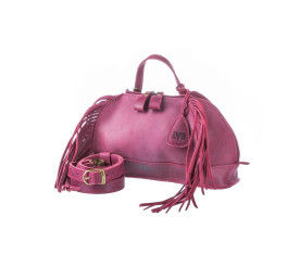 Кожаная сумка Level "Сова" бордовая