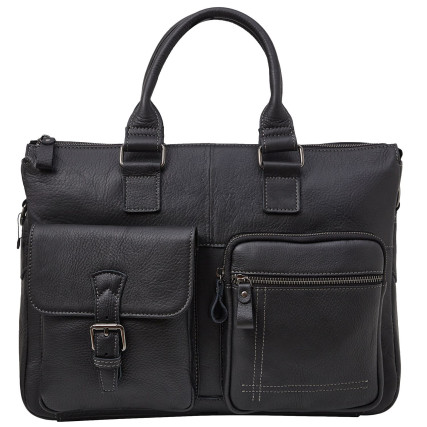 Мужская кожаная сумка Buffalo Bags черная – Фото 1