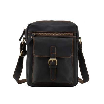 Мужская кожаная сумка TIDING BAG черная NM15-1783A – Фото 1