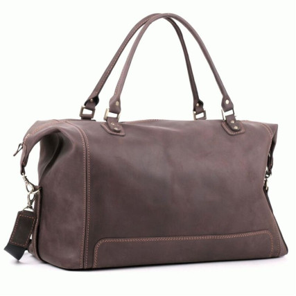 Кожаная дорожная коричневая сумка саквояж Sak-004brown – Фото 1