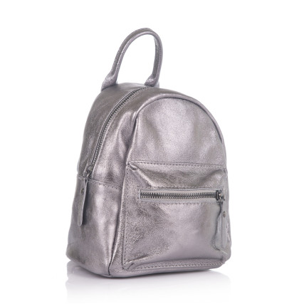Женский кожаный рюкзак Virginia Conti (Италия) серебристый VC1708silver – Фото 1