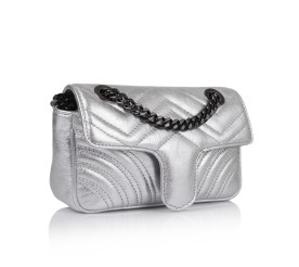 Кожаная женская сумка Virginia Conti (Италия) серебристая VC1800silver