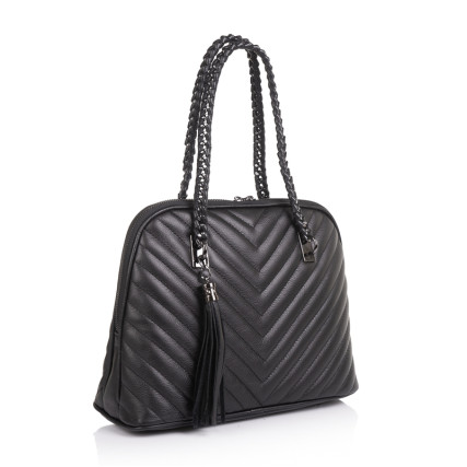 Кожаная женская сумка Virginia Conti (Италия) черная VC2537black – Фото 1