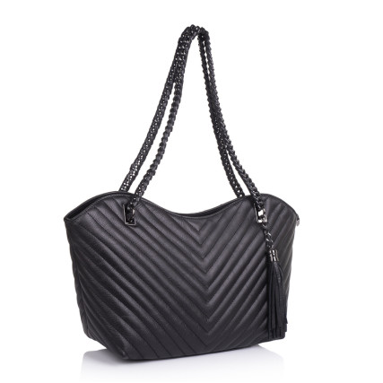Кожаная женская сумка Virginia Conti (Италия) черная VC2539black – Фото 1