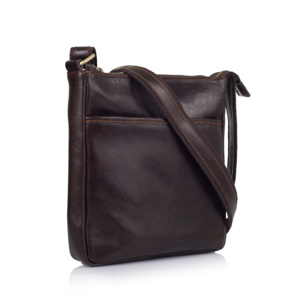 Кожаная сумка-мессенджер Virginia Conti (Италия) коричневая VCm01278/141300brown – Фото 1