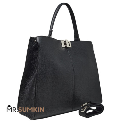 Кожаная женская сумка Virginia Conti (Италия) черная VC02803black – Фото 2