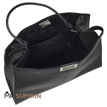 Кожаная женская сумка Virginia Conti (Италия) черная VC02803black – Фото 6