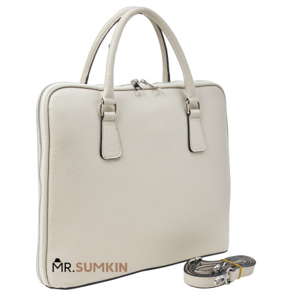Кожаный женский бежевый портфель Virginia Conti (Италия) VC03178beige – Фото 5