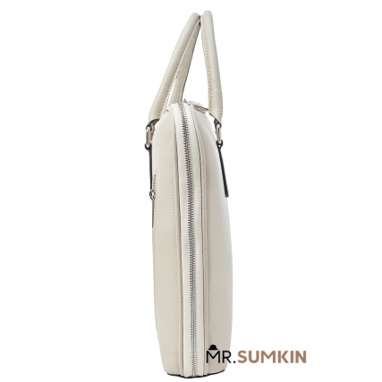 Кожаный женский бежевый портфель Virginia Conti (Италия) VC03178beige – Фото 6