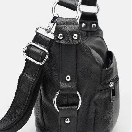 Кожаная женская черная сумка Borsa Leather K1131-black – Фото 4