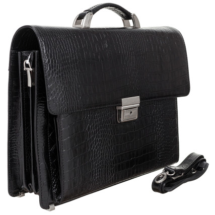 Мужской классический кожаный портфель Canpellini черный 1157-202