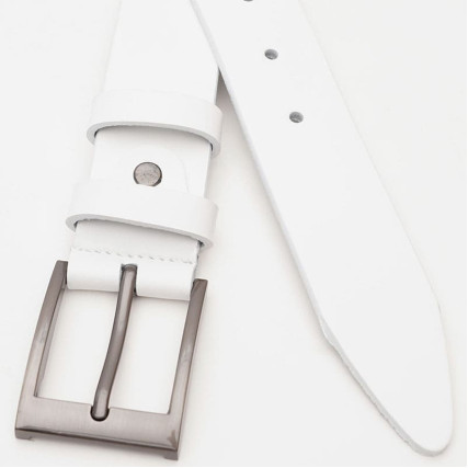 Кожаный ремень Borsa Leather белый V1115FX14-white – Фото 2