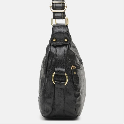 Кожаная женская черная сумка Borsa Leather K1301-black