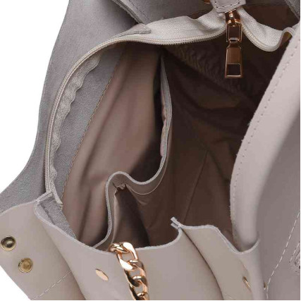 Кожаная женская сумка Ricco Grande бежевая 1l908-beige – Фото 4