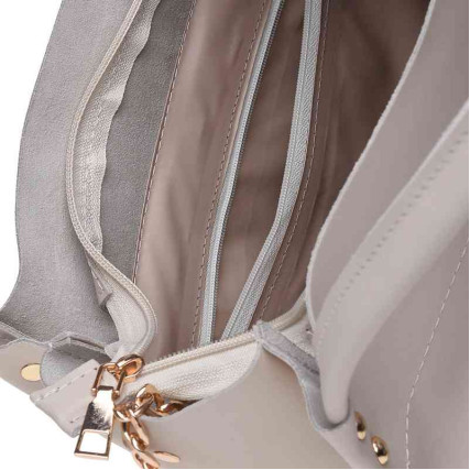 Кожаная женская сумка Ricco Grande бежевая 1l908-beige – Фото 5
