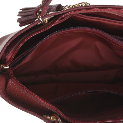 Кожаная женская сумка Ricco Grande бордовая 1L953-burgundy – Фото 5