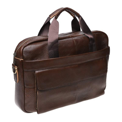 Мужская кожаная сумка Borsa Leather коричневая 1t9036-brown