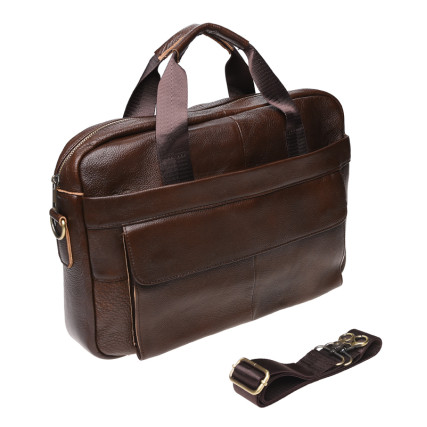 Мужская кожаная сумка Borsa Leather коричневая 1t9036-brown