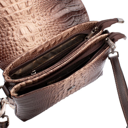Женская кожаная сумка Desisan бежевая кроко 2010-4228