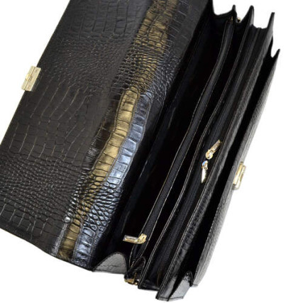 Классический мужской кожаный черный портфель DESISAN 217-11 – Фото 4