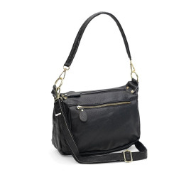 Кожаная женская сумка Borsa Leather черная K1bb301bl-black