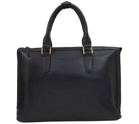 Мужской кожаный гладкий портфель Tony Bellucci черный