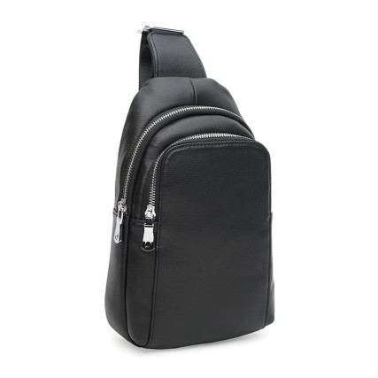 Мужской кожаный рюкзак через плечо Ricco Grande черный K16003-black – Фото 1