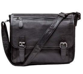 Мужская кожаная сумка через плечо 6046 Buffalo Bags черная