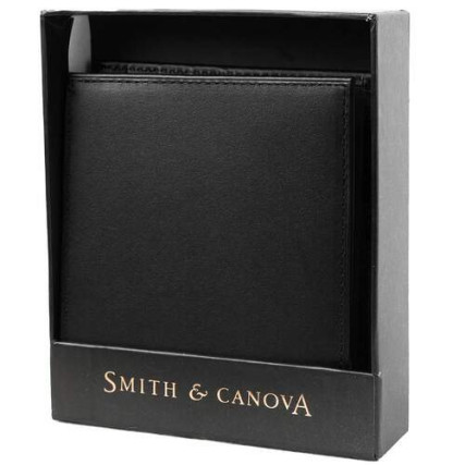 Мужской кожаный кошелек Smith &amp; Canova черный – Фото 3