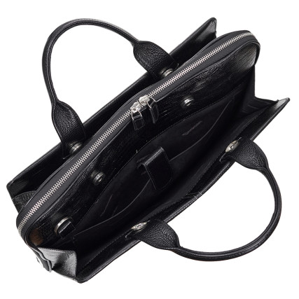 Мужской кожаный портфель DESISAN 910-143 черный – Фото 7