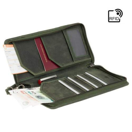 Тревел кейс кожаный VISCONTI зеленый 728 OIL GRN – Фото 4