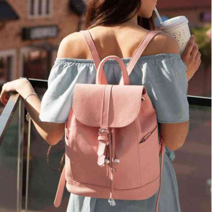 Кожаный розовый рюкзак BlankNote Олсен BN-BAG-13-barbie – Фото 1