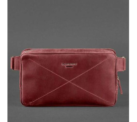Кожаная сумка на пояс Blanknote DROPBAG MAXI бордовая BN-BAG-20-vin-kr
