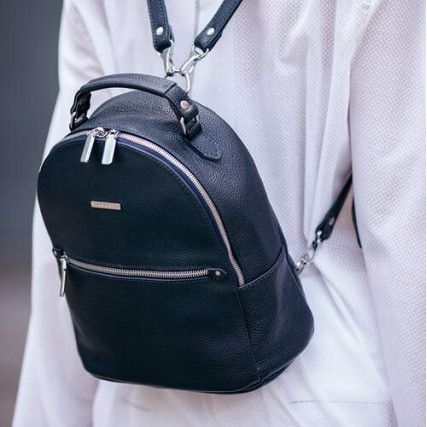 Кожаный женский рюкзак BlankNote Kylie синий BN-BAG-22-navy – Фото 2