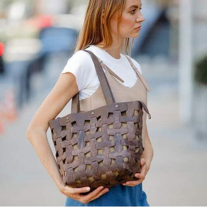 Женская кожаная сумка Blanknote Пазл L коричневая BN-BAG-33-o – Фото 1