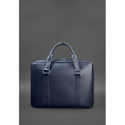 Сумка кожаная Blanknote для ноутбука и документов синяя BN-BAG-37-navy-blue – Фото 4