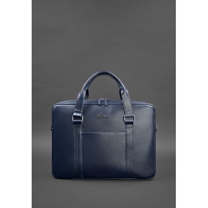 Сумка кожаная Blanknote для ноутбука и документов синяя BN-BAG-37-navy-blue – Фото 5