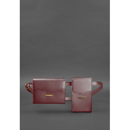 Набор женских кожаных сумок Mini поясная/кроссбоди бордовый BN-BAG-38-vin
