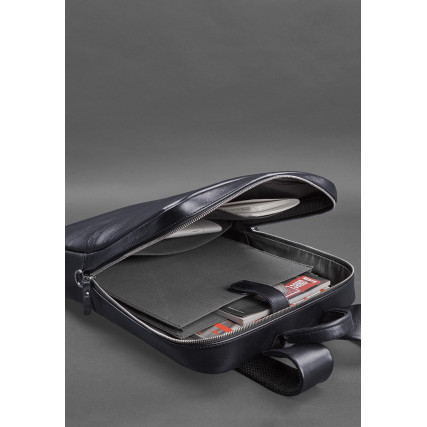 Кожаный рюкзак BlankNote Foster синий BN-BAG-39-navy-blue – Фото 4