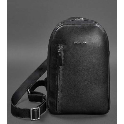 Кожаный рюкзак (сумка-слинг) на одно плечо черный BN-BAG-42-g – Фото 1