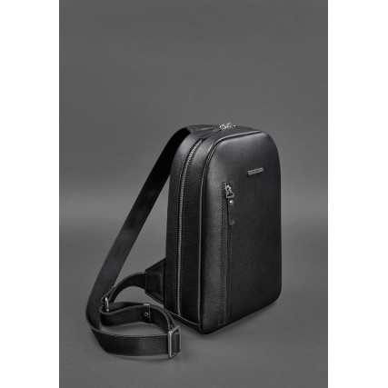 Кожаный рюкзак (сумка-слинг) на одно плечо черный BN-BAG-42-g – Фото 2