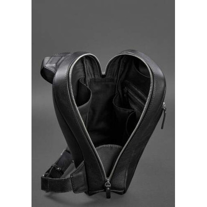 Кожаный рюкзак (сумка-слинг) на одно плечо черный BN-BAG-42-g – Фото 4