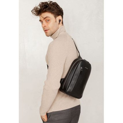 Кожаный рюкзак (сумка-слинг) на одно плечо черный BN-BAG-42-g – Фото 5