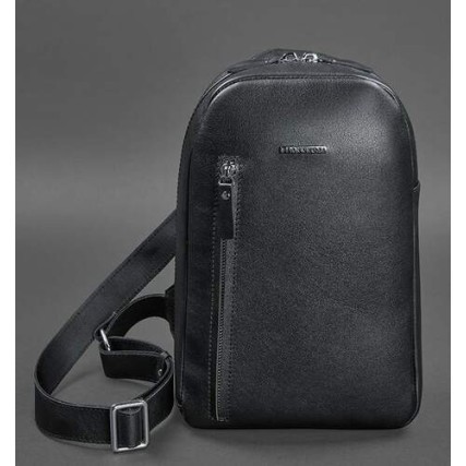 Кожаный рюкзак (сумка-слинг) на одно плечо синий BN-BAG-42-navy-blue – Фото 1